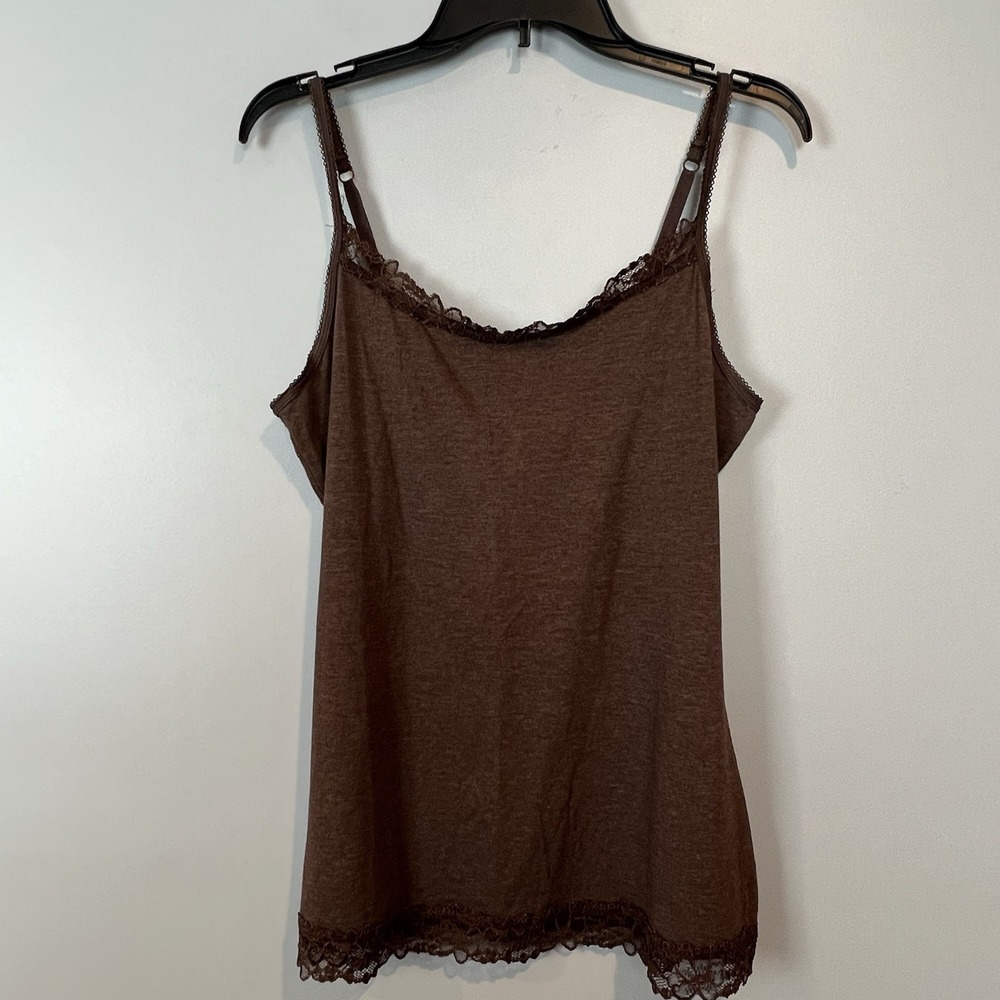 Vtg Lace Trim Cami Tank Women's XL Fairycore Festival Babydoll Boho Y2K